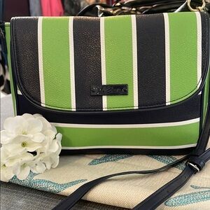 Vera Bradley Green and Navy Striped Women's Bag